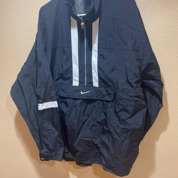 Vtg 90s Nike Center Swoosh Windbreaker Jacket 1/4 Zip Pullover Black Sz XL - Picture 4 of 10